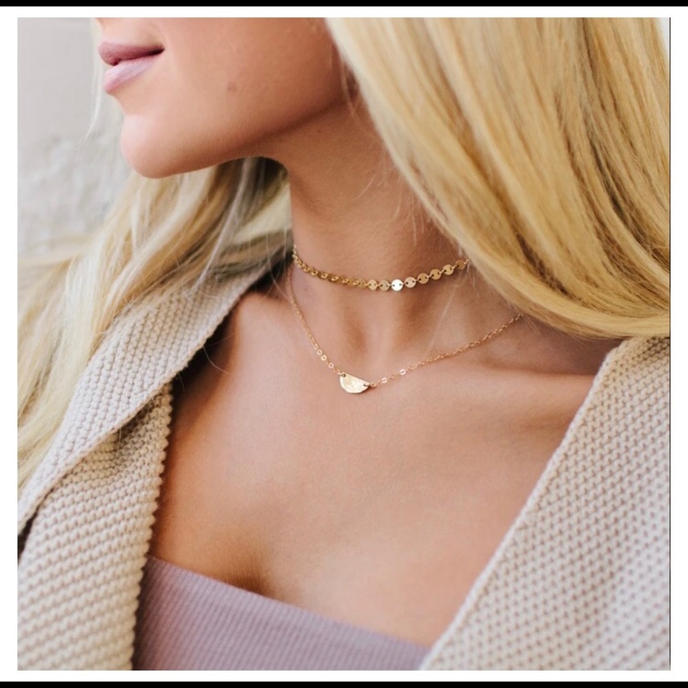 Sterling Silver Mini Hammered Half Moon Necklace